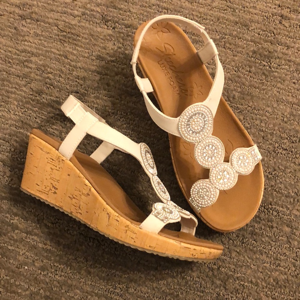 Skechers Luxe Foam Sparkly Wedges